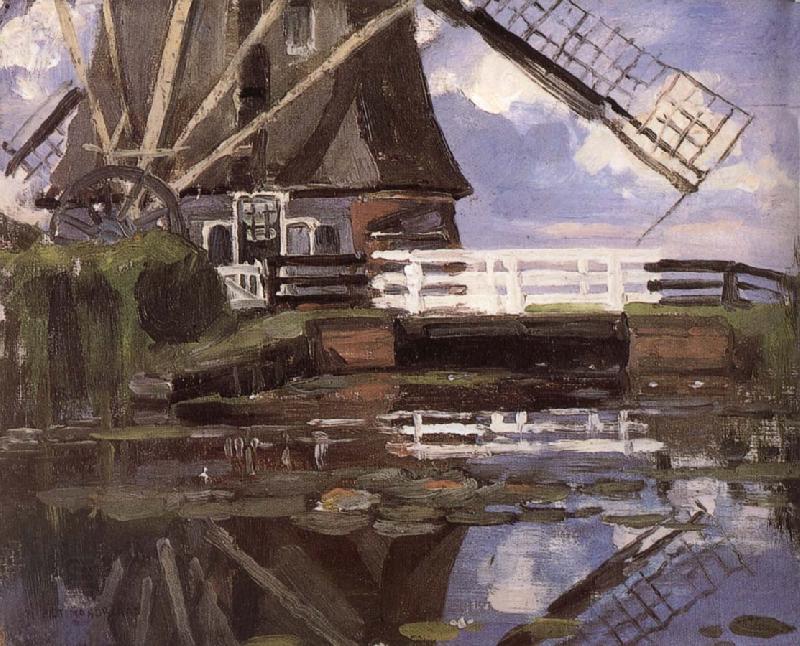 Piet Mondrian The Windmill at the edge of water
